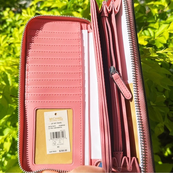 Michael Kors Jet Set Travel Large Continental Wallet Embossed Primrose Pink - Picture 2 of 2